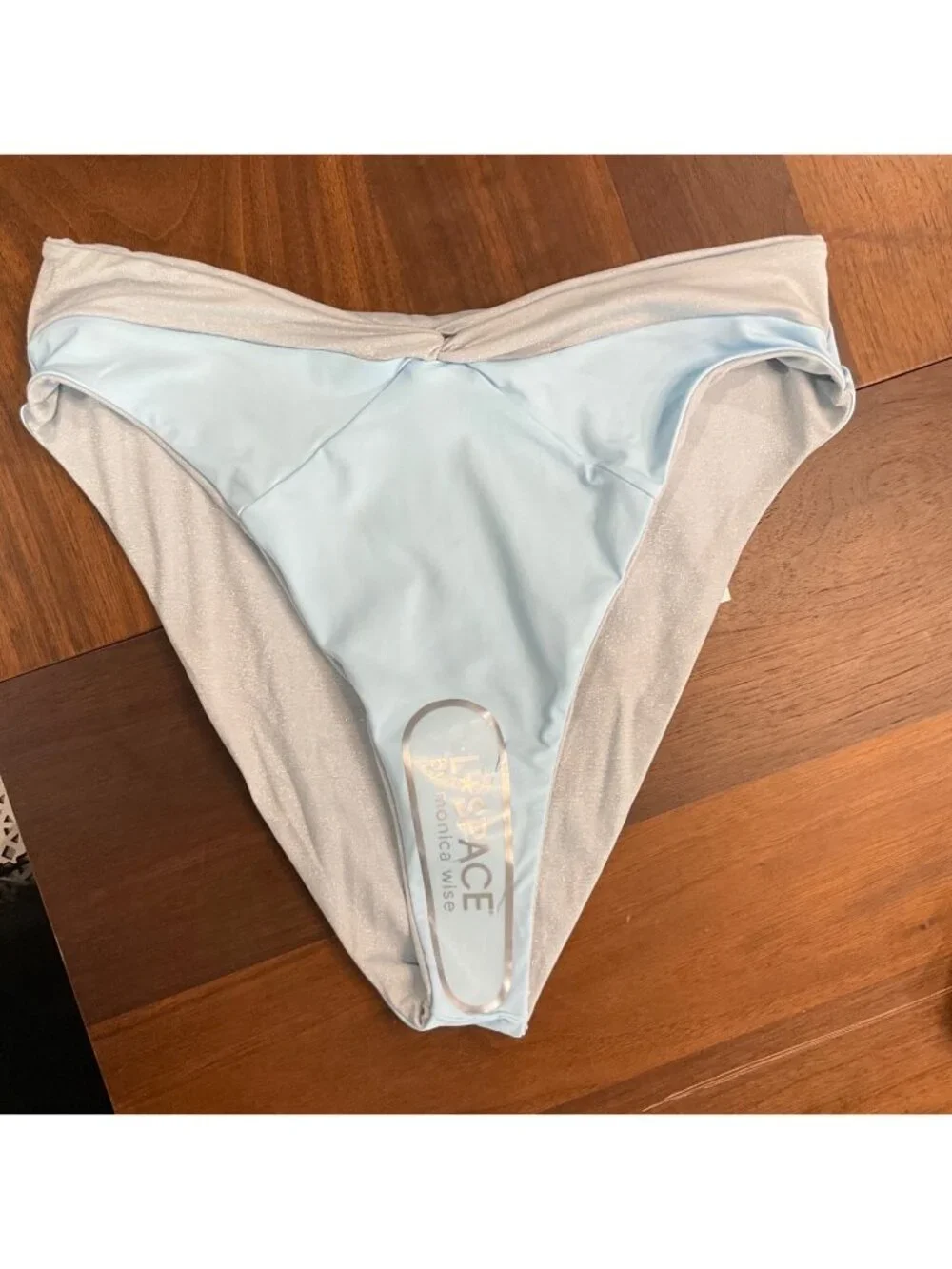 L*Space Shimmer Nancy Lee Bikini Bottoms in Sky Blue XLarge New Womens Swimsuit